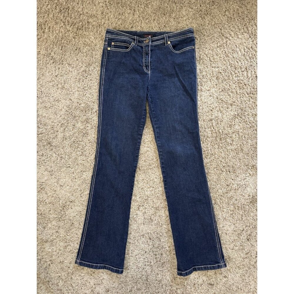 ESCADA Vintage Blue Dark Wash Mid Rise Straight Leg Jeans Sz 36 (30x31) Retro